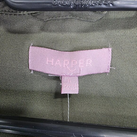 Womens Francescas Harper Olive Green Utility Jacket Lace Cutout Full Zip Size L - Picture 4 of 10